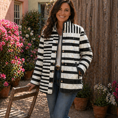 Miren | Black and White Abstract Quilted Jacket