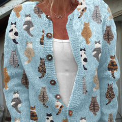 Charlotte™ | Cozy Cat Print Cardigan