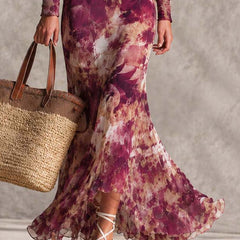 Rose Pink Floral Off-Shoulder Maxi Dress