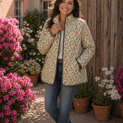 Aveline | Vintage Floral Art Print Quilted Jacket