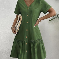 Women's Loose-Fit Single-Breasted Dress