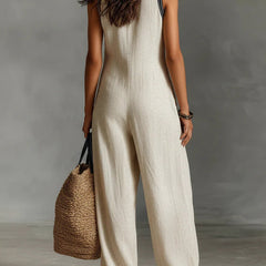 Fiamma - Sleeveless Jumpsuit with Minimalist High Collar and Zip