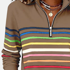 Vienna | Rainbow Striped Zip Sweatshirt