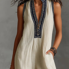 Fiamma - Sleeveless Jumpsuit with Minimalist High Collar and Zip
