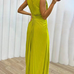 Freesia | Women's Wedding Guest Pleated Maxi Dress Evening