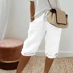 Fenley | Linen Drawstring Capri Shorts