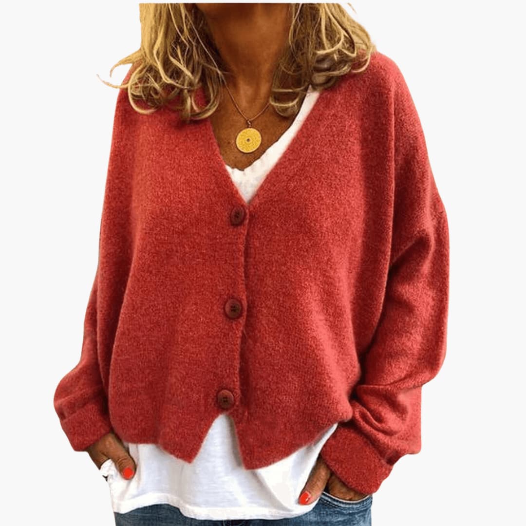 V-Neck Button Cardigan