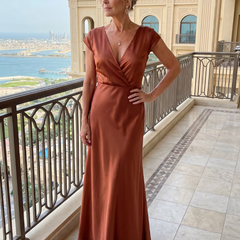 Samouse™ Cap Sleeve Wrap Bodice Maxi Dress