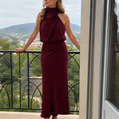 Nopal™ Sleeveless Draped Neck Midi Dress
