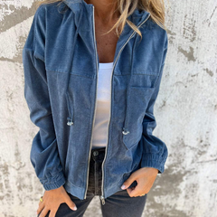 Ella™ | Corduroy Hooded Jacket with Zipper