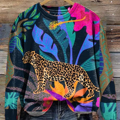 Round Neck Sweater with Stylish Print