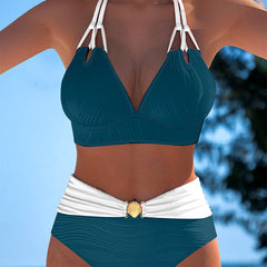 Lily™ | High Waisted Double Strap Swimsuit with Contrast Color