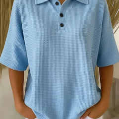 Peggie™ | Comfortable Waffle Polo Blouse