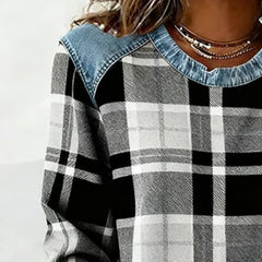 Ivy | Sweatshirt with Checkered Patchwork