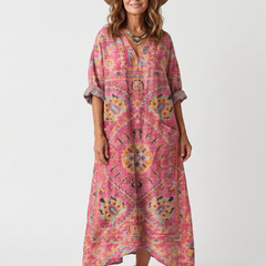 Tilda | Abstract Print Relaxed Pocket Midi Dress