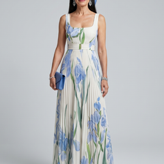 Ophelia™ Sleeveless Square Neck Floral Print Midi Dress