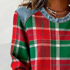 Ivy | Sweatshirt with Checkered Patchwork