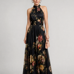 Sior™ Floral Halter Neck Midi Dress