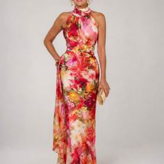 Elisabetta™ Halter Neck Floral Print Maxi Dress
