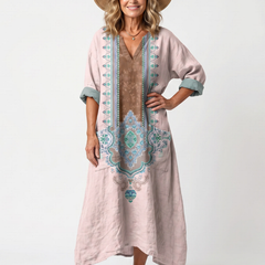 Kenza | Embroidered Panel Relaxed Pocket Midi Dress