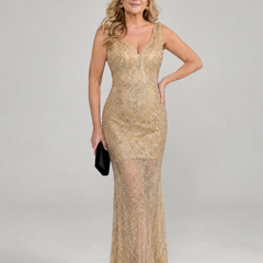 Sirea™ Sequin Sleeveless Sheer Panel Midi Dress