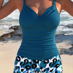 Gabby™ | Ribbed Tankini with Print Shorts