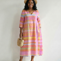 Tessa | Easy Drape Stripe Midi Dress