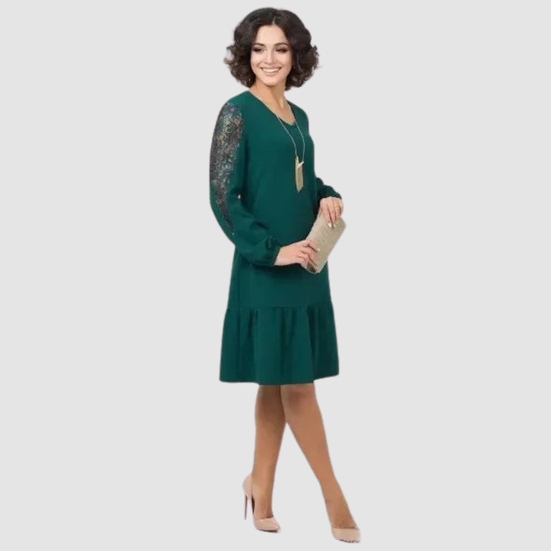 Elegant Lace Sleeve Midi Dress