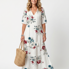 Maeva | Scattered Floral Tassel Tie Midi Dress
