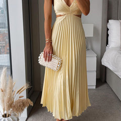 Elle | Women's Wedding Guest V-Neck Maxi Dress Evening