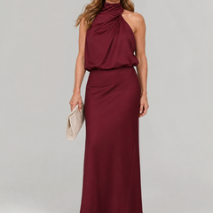 Nopal™ Sleeveless Draped Neck Midi Dress