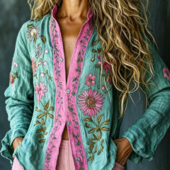 Eloise | Women's Retro Embroidered Floral Shirt