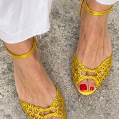 Isadora | Woven Gold Sandals