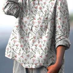 Ruby | Pink Spring Floral Repeat Pattern Printed Women's Casual Shirt