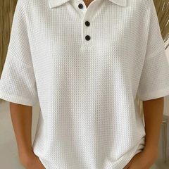 Peggie™ | Comfortable Waffle Polo Blouse