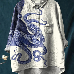 Amelia | Women's Deep Sea Octopus Tentacles Art Print Casual Shirt