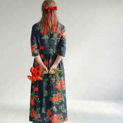 Cyrus | Calm Drape Floral Midi Dress