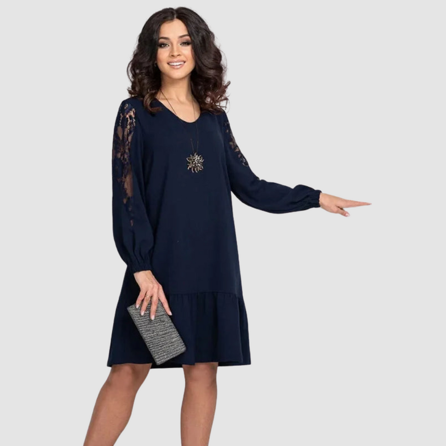 Elegant Lace Sleeve Midi Dress