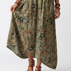 Aleta | Button Front Embroidered Oversized Pocket Midi Dress