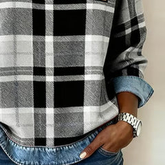 Ivy | Sweatshirt with Checkered Patchwork