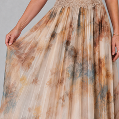 Elavenue™ Halter Neck Lace Waist Maxi Dress