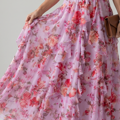 Nori™ Halter Neck Ruched Bodice Floral Maxi Dress