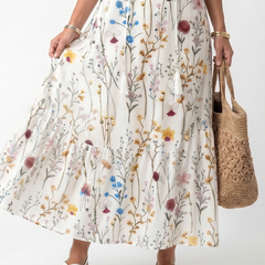 Sylvie | Botanical Print Tassel Tie Midi Dress