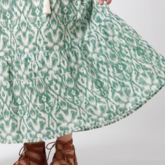 Ilara | Pattern V Neck Tassel Midi Dress