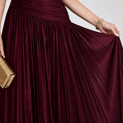 Lemar™ Sleeveless Pleated V Neck Midi Dress