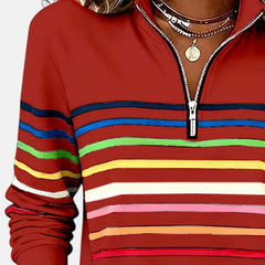Vienna | Rainbow Striped Zip Sweatshirt