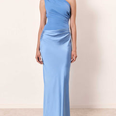 Anita™ | Elegant One Shoulder Neck Pleated Party Maxi Dress