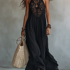 Vivienne™ | Lace-Paneled Halter Dress