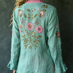 Eloise | Women's Retro Embroidered Floral Shirt