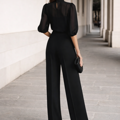 Valentina | Three-Piece Set Comprising a Sheer Camisole and Wide-Leg Pants.